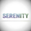 3D Glossy Serenity Word on White Background Royalty Free Stock Photo
