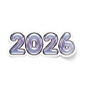 Year 2026 Glossy Bubble Sticker on White Royalty Free Stock Photo