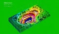 Vibrant 3D Topographic Map of an Open-Pit Mine Royalty Free Stock Photo