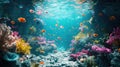 Vibrant 3D underwater world: colorful coral reefs and fish swimming gracefully, capturing the stunning beauty and varied
