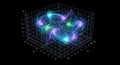 3D Abstract Swirling Particles Motion in Grid, Data Visualization, Science Concept Royalty Free Stock Photo