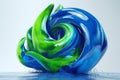 Twisted Waves in Lime Green and Electric Blue: Modern Minimalism in 3D Render