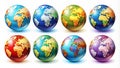 Vibrant 3D World Globe Vector Illustrations Diverse Designs for Map Education Design Projects and More Royalty Free Stock Photo