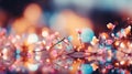 Vibrant daisy colors in soft bokeh background for narrative effect with blurred defocused copy space Royalty Free Stock Photo