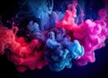 Vibrant Dance of Coloured Ink Creating Hyper-Realistic Aquatic Spectacle AI Generated