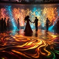 Vibrant Dance Floor Scene with Personified Elemental Dancers