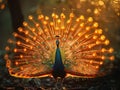 The vibrant dance of a peacocks tail