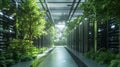 Vibrant data center integrating technology and nature seamlessly Royalty Free Stock Photo