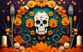 Vibrant Day of the Dead 3D Paper Cut Art Podium Stage Royalty Free Stock Photo