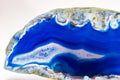 Vibrant deep blue and semi-transparent agate geode slice crystal