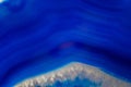 Vibrant deep blue and semi-transparent agate geode slice crystal