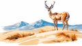 Vibrant Deer Clipart: Detailed Antelope In Desert Landscape