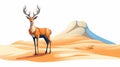 Vibrant Deer Illustration In Desert Landscape With Bold Character Design