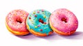 Vibrant Delights: Assorted Array of Colorful Donuts on a Light Background