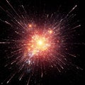 A vibrant depiction of an exploding star-like pattern with bright, radiating lines