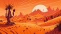 Vibrant Desert Landscape Sand Dunes and Blazing Sun Vector Art - Splash Art for a Mesmerizing Experience