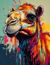 Vibrant Desert Majesty Camel in Graffiti Splendor Royalty Free Stock Photo