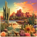 Vibrant Desert Oasis with Enchanting Succulents and Cacti