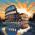 Vibrant and Detailed Artistic Representation of the Colosseum in Rome