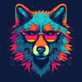 Funky Wolf With Rainbow Sunglasses: Bold Graphic Design Illustration