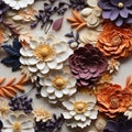 Vibrant And Detailed Paper Flowers In Colorful Woodcarving Style Royalty Free Stock Photo