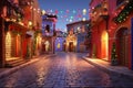 Vibrant Dia de Las Velitas street with buildings