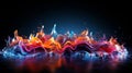 Vivid Neon Flames and Droplets in a Surreal Dark Background Illustration