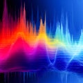 Abstract digital graphic design with colorful soundwaves and equalizer perfect for music websites