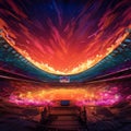 Vibrant Digital Art-style Illustration of an Empty Stadium