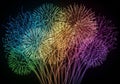 Vibrant digital artwork depicting colorful fireworks against a black background. The fireworks are Royalty Free Stock Photo