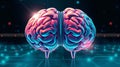 Vibrant digital brain model demonstrating neural connections