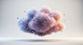 Vibrant digital cloud explosion with floating geometry Royalty Free Stock Photo