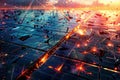 Vibrant Digital Constellation with Geometric Light Interplay, generative ai