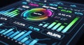 Vibrant digital dashboard with data visualizations charts graphs and analytics display Royalty Free Stock Photo