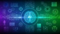 Futuristic AI Brain and Circuitry with Technology Icons Royalty Free Stock Photo