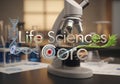 Life Sciences Core: Microscope, DNA, Cells, and Plant Growth Royalty Free Stock Photo