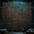 Vibrant digital illustration showcasing mysterious relic inscriptions from lost languages