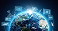 Global network data connection across Earth Royalty Free Stock Photo