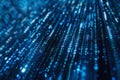 Vibrant digital matrix showcasing streams of data and binary code flowing through a futuristic virtual space Royalty Free Stock Photo