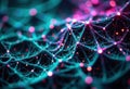 Abstract digital network with glowing interconnected points and lines in vibrant Royalty Free Stock Photo