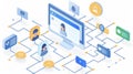 Digital Networking Platform Showcases User Profiles and Interactions Among Virtual Participants Connected by Data