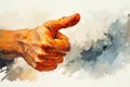 Vibrant digital painting of a hand with a pointing finger gesture