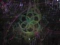 Vibrant digital particle nebula gradient dust current poster design fractal pattern