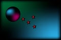 Digital abstract Design With Colorful Orbs and Glowing Stars on Gradient Background Royalty Free Stock Photo