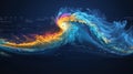 vibrant digital rendering of hologram hurricane path, showcasing dynamic colors and swirling