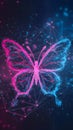 Digital butterfly in pink and blue with cosmic, futuristic design Royalty Free Stock Photo
