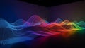 Vibrant digital sound wave visualization with colorful LED lights forming abstract undulating patterns and Royalty Free Stock Photo