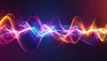 Vibrant Digital Sound Wave Visualization Featuring Dynamic Neon Energy Patterns Abstract Data Flow Representation with Glowing Royalty Free Stock Photo