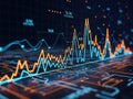 Vibrant digital stock market data visualization with fluctuating trends Royalty Free Stock Photo