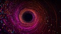 Vibrant digital vortex with glowing multicolored particles and dynamic swirling patterns Royalty Free Stock Photo